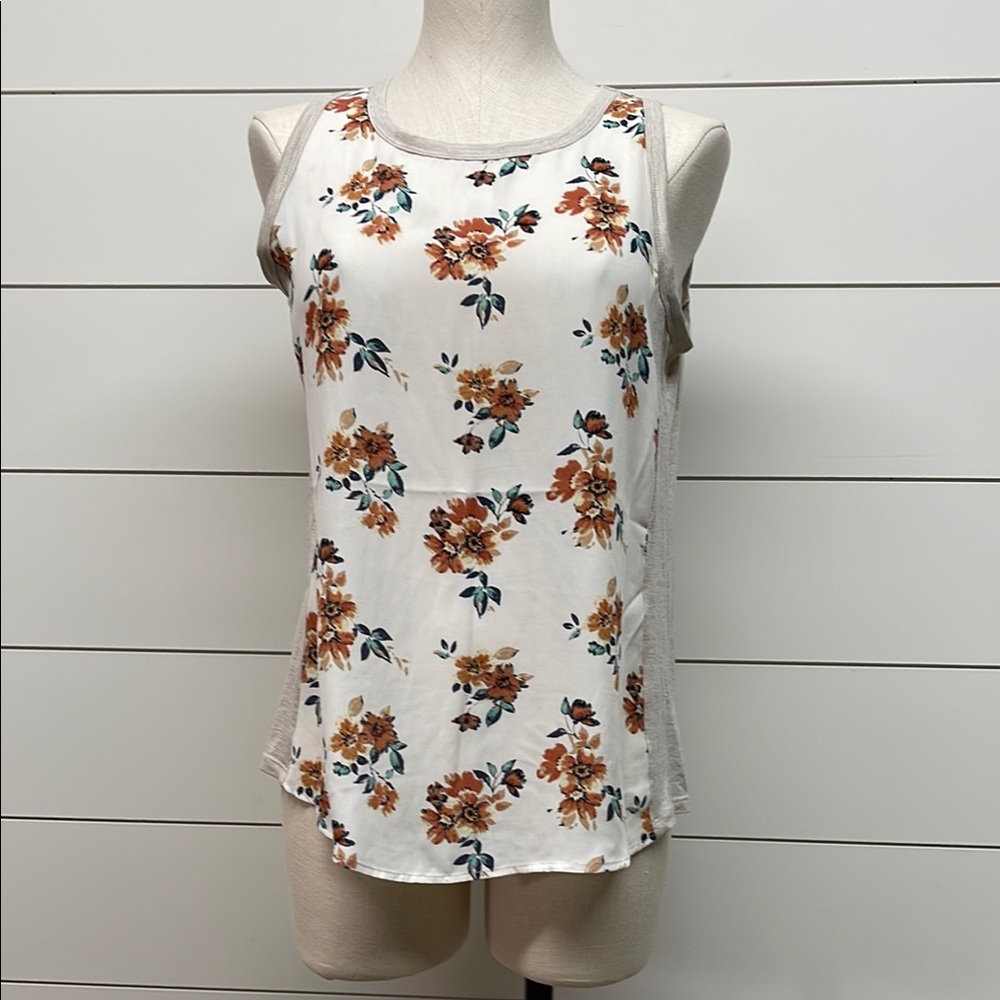 White and Orange Sleeveless Tank Top